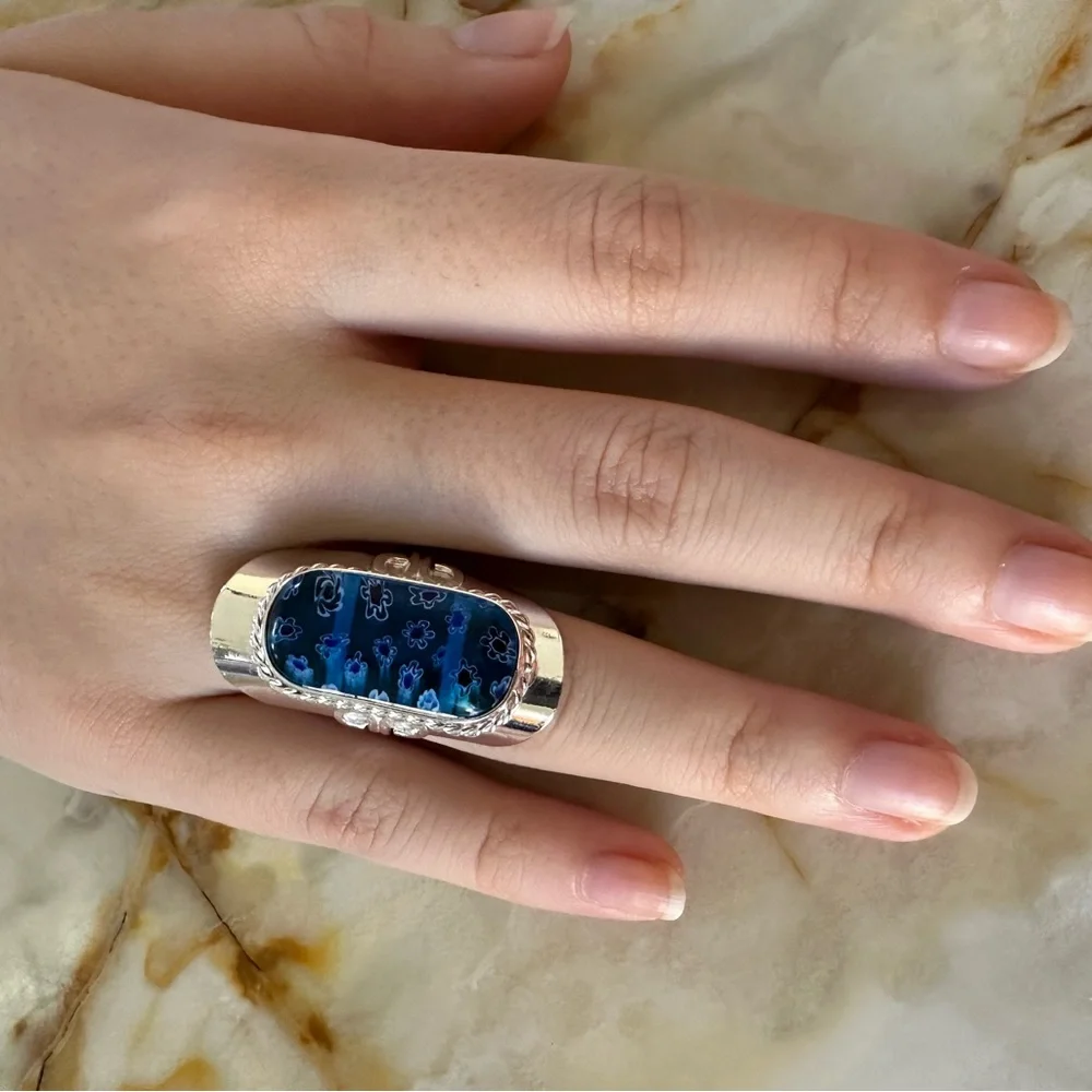 925 sterling Silver and Blue Women's Ring